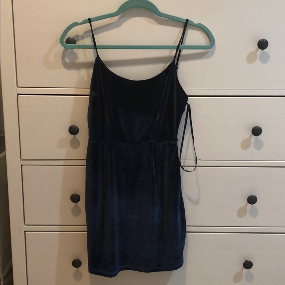 NBD navy velvet mini dress